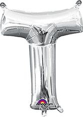 Silver Letter "T" Mylar 16 Inch Balloon